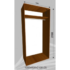 Платяной шкаф-купе 1000х600х2100 (наполнение 3)