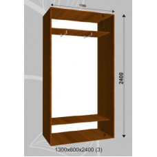 Платяной шкаф-купе 1300х450х2400 (наполнение 3)