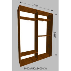 Платяной шкаф-купе 1400х450х2400 (наполнение 3)