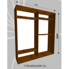 Платяной шкаф-купе 1700х450х2400 (наполнение 3)