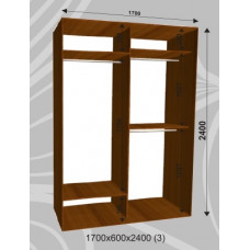 Платяной шкаф-купе 1700х600х2400 (наполнение 3)