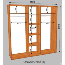 Шкаф-купе Стандарт 1800х600х2100 (наполнение 3)