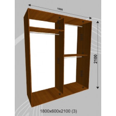 Платяной шкаф-купе 1800х600х2100 (наполнение 5)