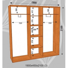 Шкаф-купе Стандарт 1900х450х2100 (наполнение 3)