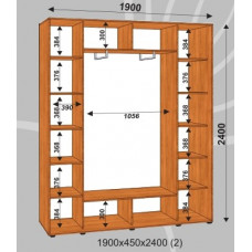 Шкаф-купе Стандарт 1900х450х2400 (наполнение 2)