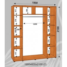 Шкаф-купе Стандарт 1900х600х2100 (наполнение 2)