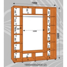 Шкаф-купе Стандарт 1900х600х2400 (наполнение 2)