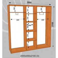 Шкаф-купе Стандарт 2000х450х2100 (наполнение 3)