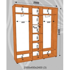 Шкаф-купе Стандарт 2000х450х2400 (наполнение 3)