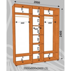 Шкаф-купе Стандарт 2000х600х2400 (наполнение 3)