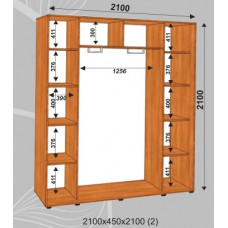 Шкаф-купе Стандарт 2100х450х2100 (наполнение 2)