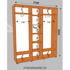 Шкаф-купе Стандарт 2100х450х2400 (наполнение 3)