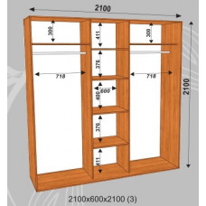 Шкаф-купе Стандарт 2100х600х2100 (наполнение 3)