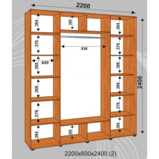 Шкаф-купе Стандарт 2200х600х2400 (наполнение 2)