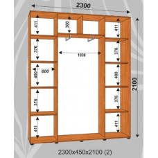 Шкаф-купе Стандарт 2300х450х2100 (наполнение 2)