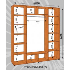 Шкаф-купе Стандарт 2300х600х2400 (наполнение 2)