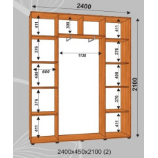 Шкаф-купе Стандарт 2400х450х2100 (наполнение 2)