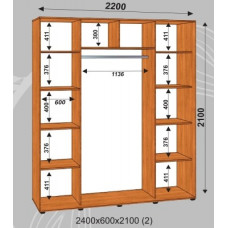 Шкаф-купе Стандарт 2400х600х2100 (наполнение 2)
