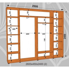 Шкаф-купе Стандарт 2600х450х2400 (наполнение 2)