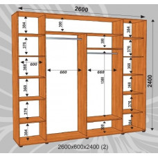 Шкаф-купе Стандарт 2600х600х2400 (наполнение 2)