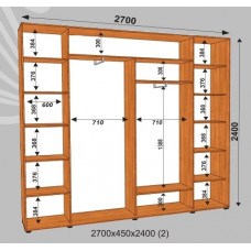 Шкаф-купе Стандарт 2700х450х2400 (наполнение 2)