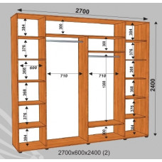 Шкаф-купе Стандарт 2700х600х2400 (наполнение 2)