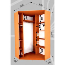Шкаф-купе Стандарт Угловой 1200х1200х2100 (600)