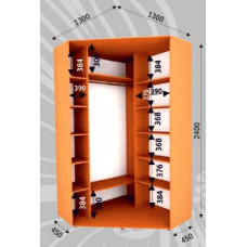 Шкаф-купе Стандарт Угловой 1300х1300х2400 (600)