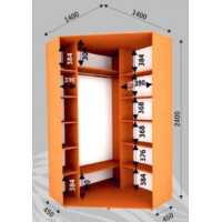 Шкаф-купе Стандарт Угловой 1400х1400х2400 (600)