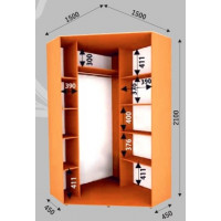 Шкаф-купе Стандарт Угловой 1500х1500х2100 (600)