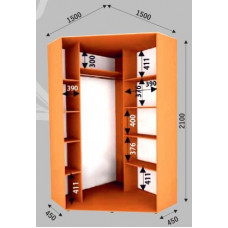 Шкаф-купе Стандарт Угловой 1500х1500х2100 (600)