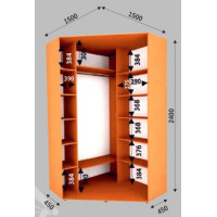 Шкаф-купе Стандарт Угловой 1500х1500х2400 (600)